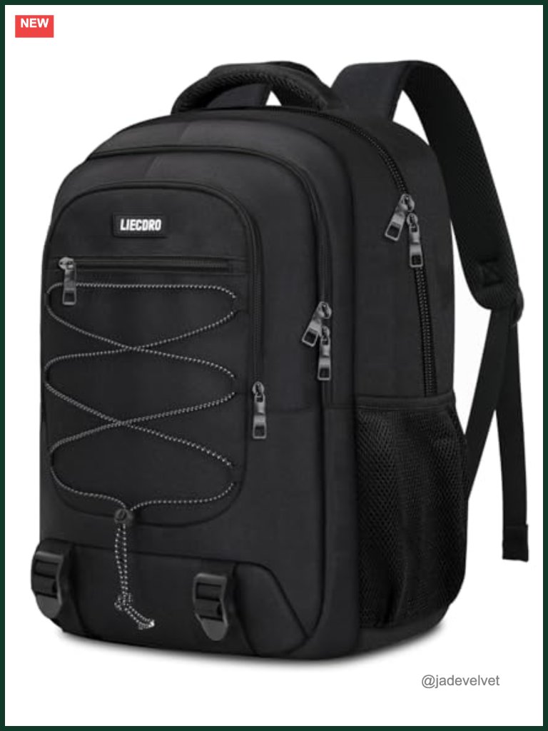 15.6" Laptop Backpack With Reinforced Straps, Polyester, Travel Bookbag